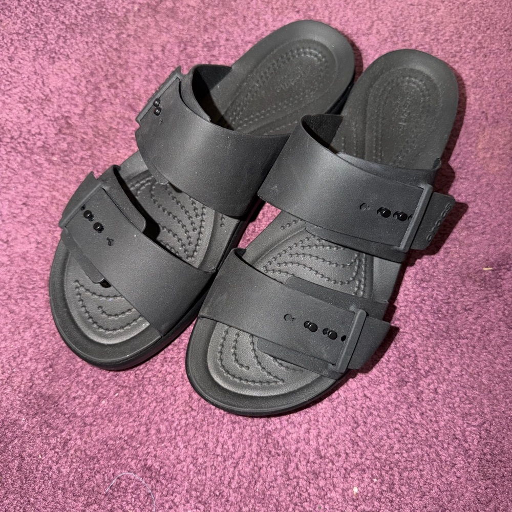 CROCS Classic Double Strap Slide Sandals in Black